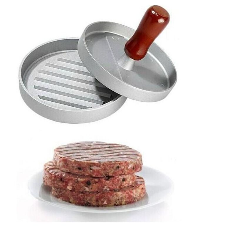 2020 HamBurger Patties Maker Meat Hamburger Mold W/ Wood Handle Burger
