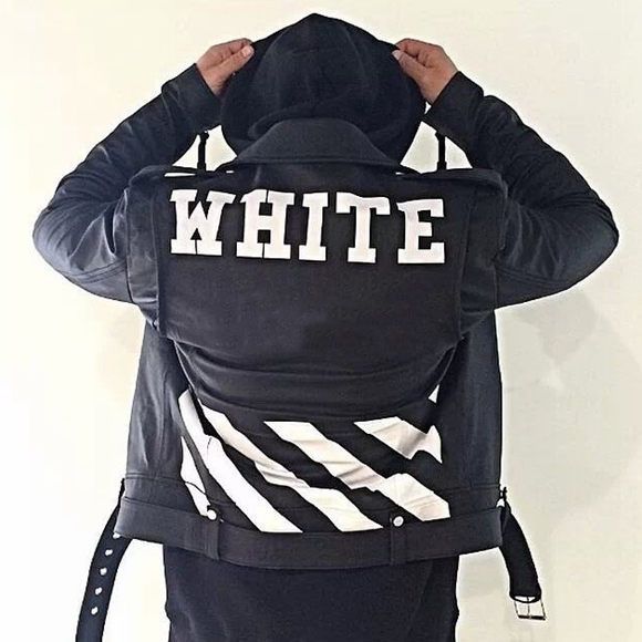 Men Winter Pu Leather Motorcycle Jacket Off White Men Winter Pu Leather Motorcycle Jacket Off White Jaqueta Moto Virgil Abloh Jackets Coat For Mens Coats
