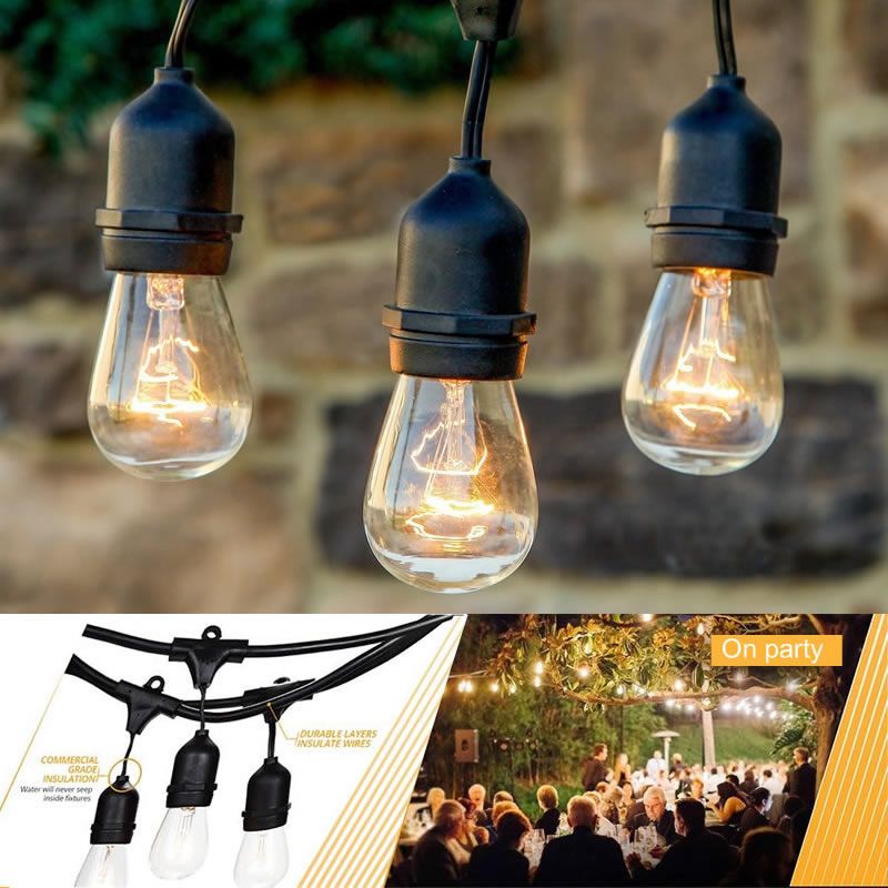 E26 E27 String Lights With Hanging Sockets 48 Feet Led Weatherproof E26 E27 String Lights With Hanging Sockets 48 Feet Led Weatherproof Light Outdoor Cafes Holiday Yard Party Patio