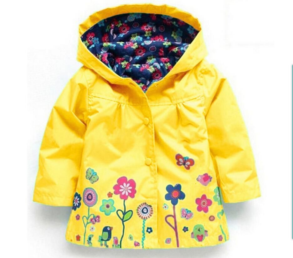 Girls Floral Rain Coat Girls Beautiful Flowers Windbreaker Jacket