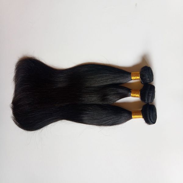 vierge brésilienne Cheveux raides Couleur Naturel et noir # 1 # 1b extension de tissage de cheveux remy indiens non transformés Mongolie malaisienne tissage de cheveux