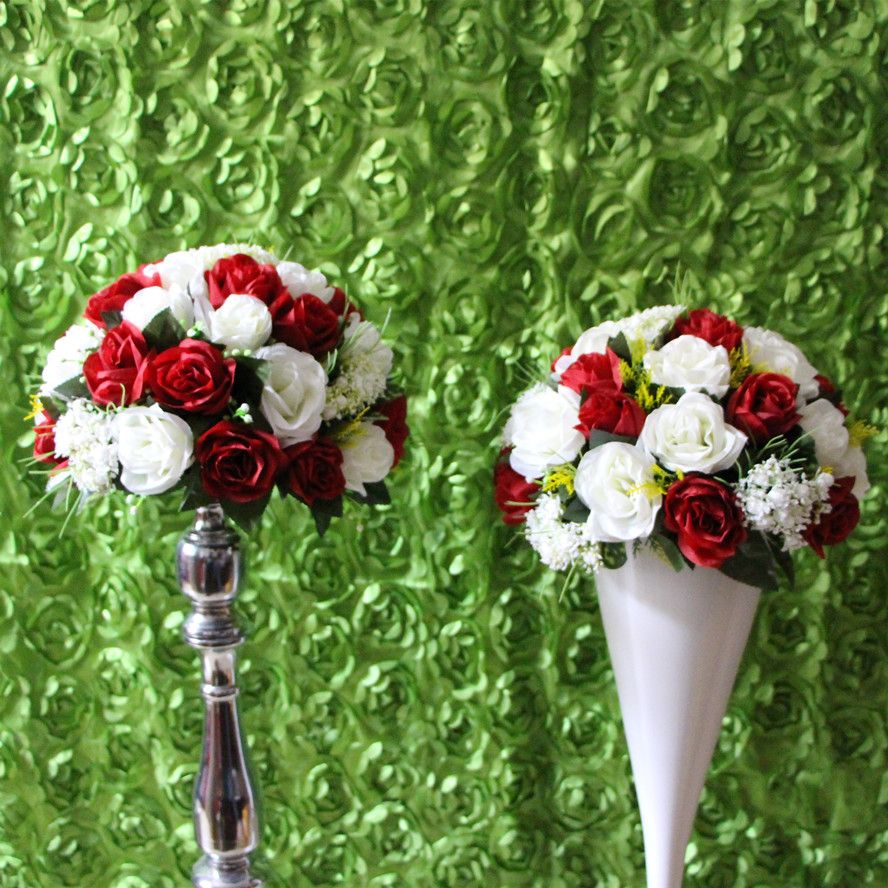 Acheter Blanc Et Fonce Rouge Route De Mariage Plomb Fleurs