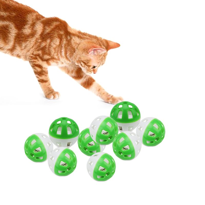 Plastic Pet Kitten Cat Chase Rattle Ball Toys With Bell Lightweight