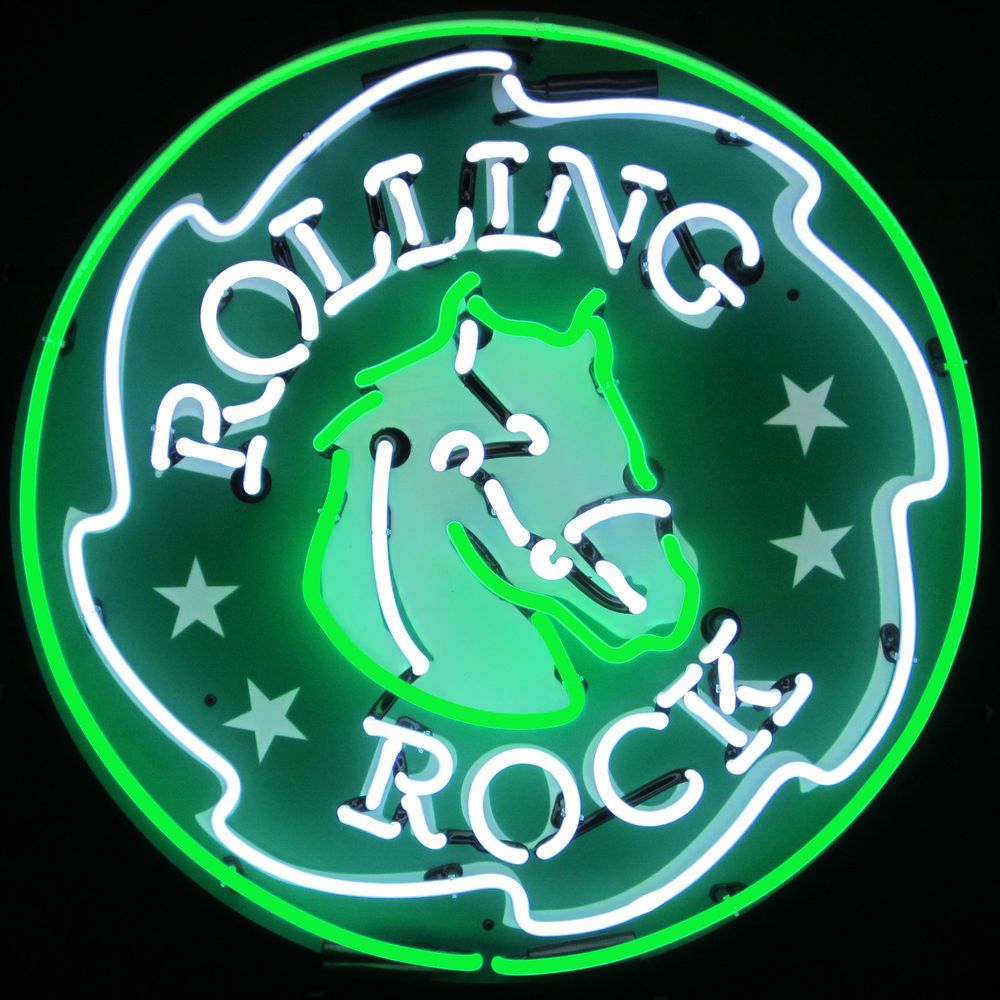 2018 nouveau rolling rock housse de cheval néon signe vrai verre