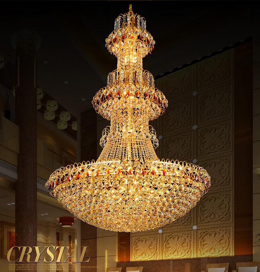 Large Modern Led Chandelier Luxury K9 Gold Crystal Led Chandelier Luxury K9 Gold Crystal Lighting Res De Cristal Upscale Re Chandeliers Living Room Lobby Hot Ceiling Fan
