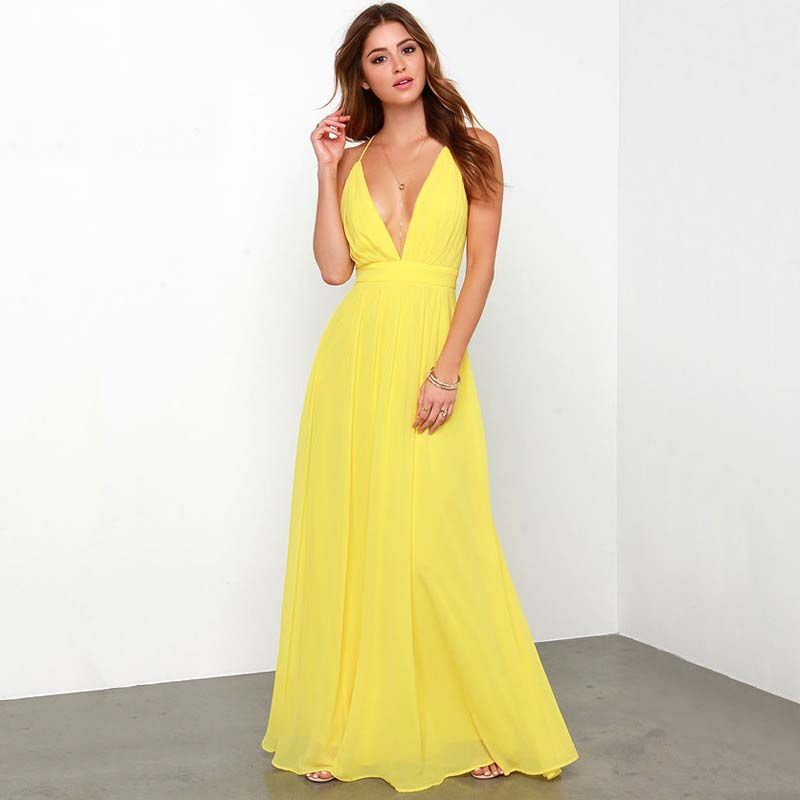 Spaghetti Strap Chiffon Dress Backless Sexy Boho Beach Bohemian Dress