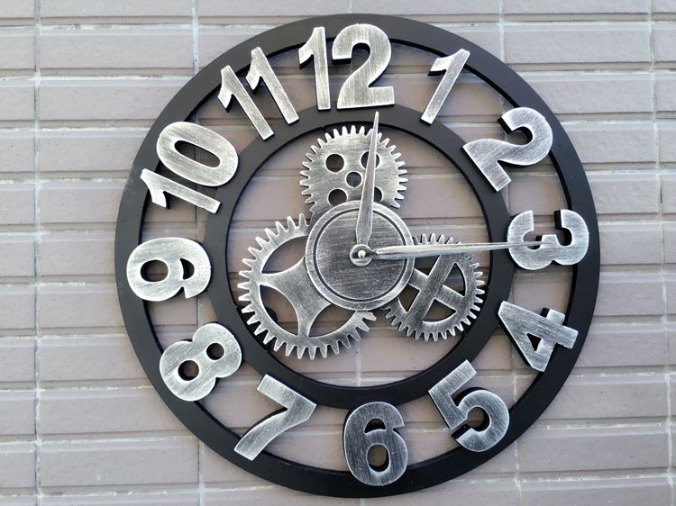 Rustic Vintage Wooden Wall Clock Large Big Gear Wood Clocks Antique Rustic Vintage Wooden Wall Clock Large Big Gear Wood Clocks Antique Style Home Decoration Contemporary Kitchen From
