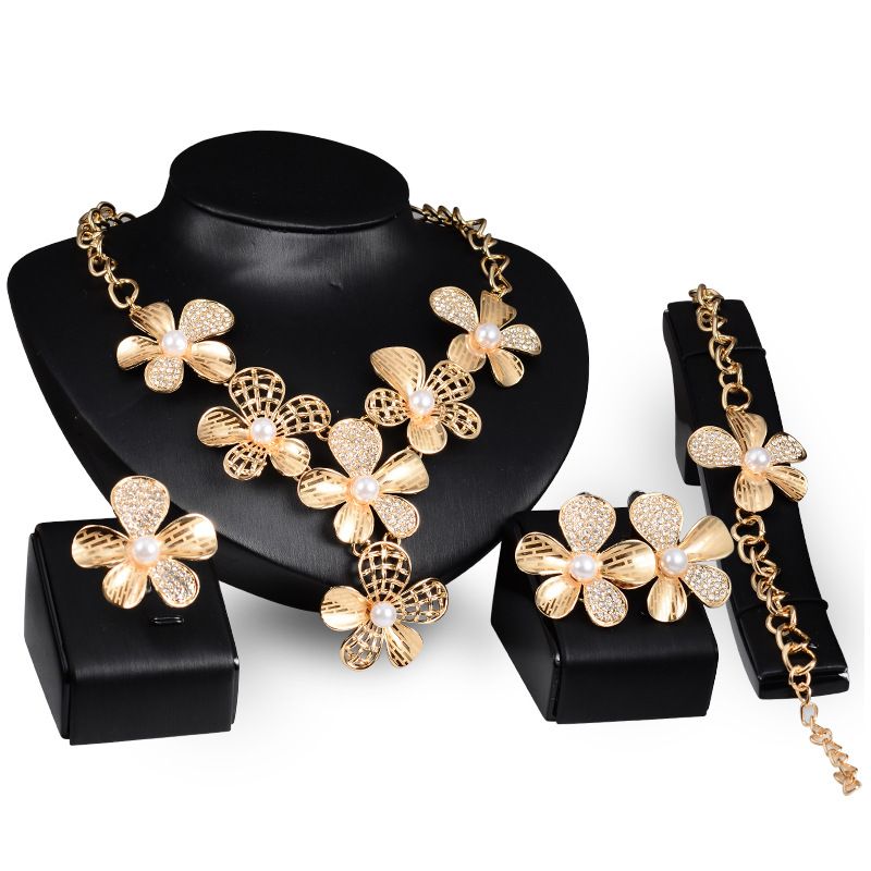 2019 bridal wedding jewelry alloy four piece jewelry set 2019 bridal wedding jewelry alloy four piece jewelry set