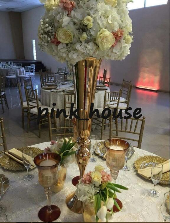 2019 Elegant Slim Metal Flower Vase Gold Wedding Flower Stand