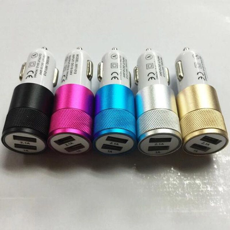 Metal Dual USB Port Car Charger Double Fast Charging Universal 12 Volt