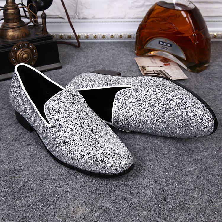 Glitter Zapatos Hombre 2016 Newest Silver Men Shoes Casual Flats ...