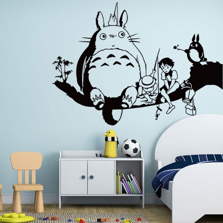 creative new diy wall art miyazaki totoro wall stickers kids rooms