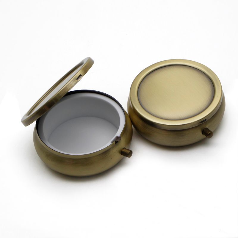 2019 Brass Metal Pill Box Travel Case Decorative Container Vitamin Holder Organize Single