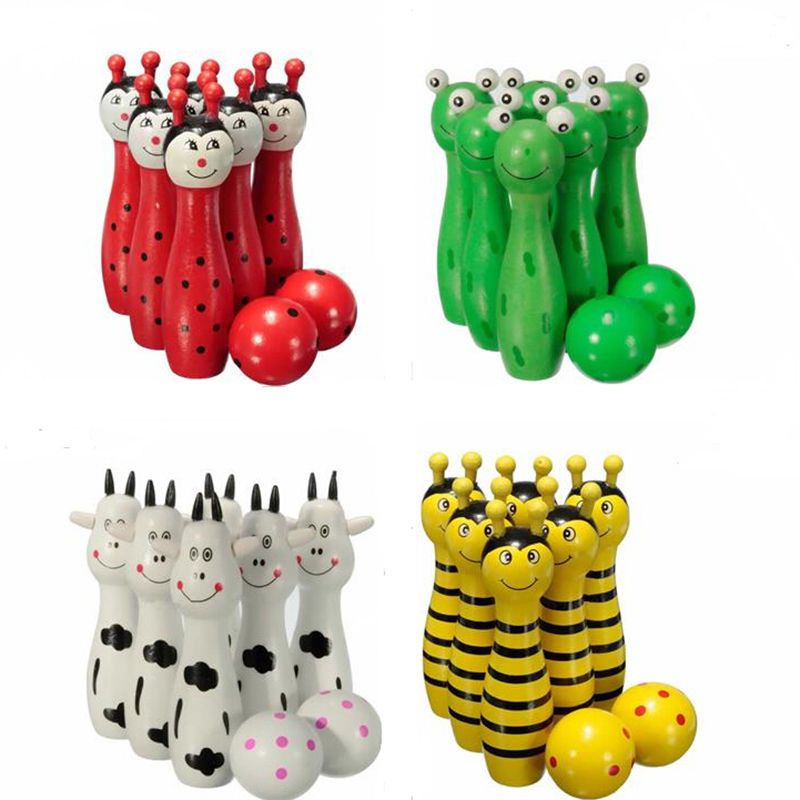 The Wooden Bowling With Animal Design Learning System Family Game