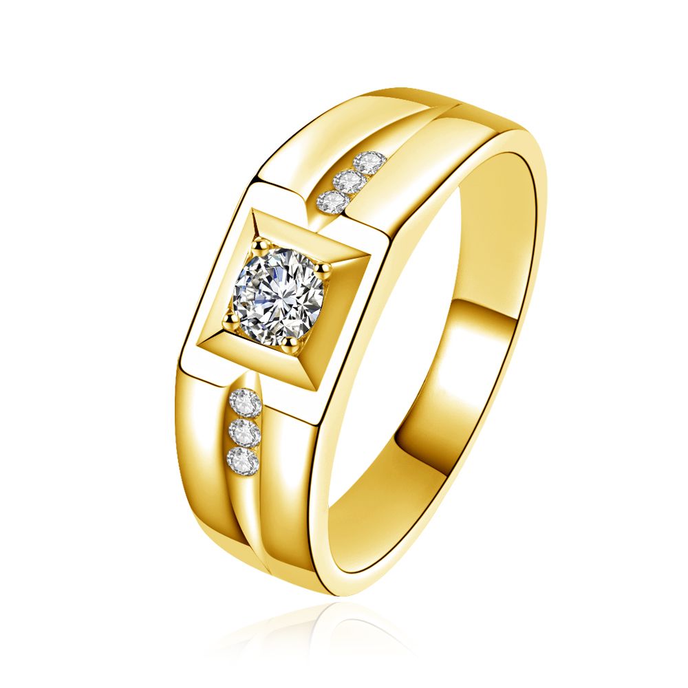 Top Quality Mens Rings Wide Band Mens 18K Gold Ring With AAA Cubic