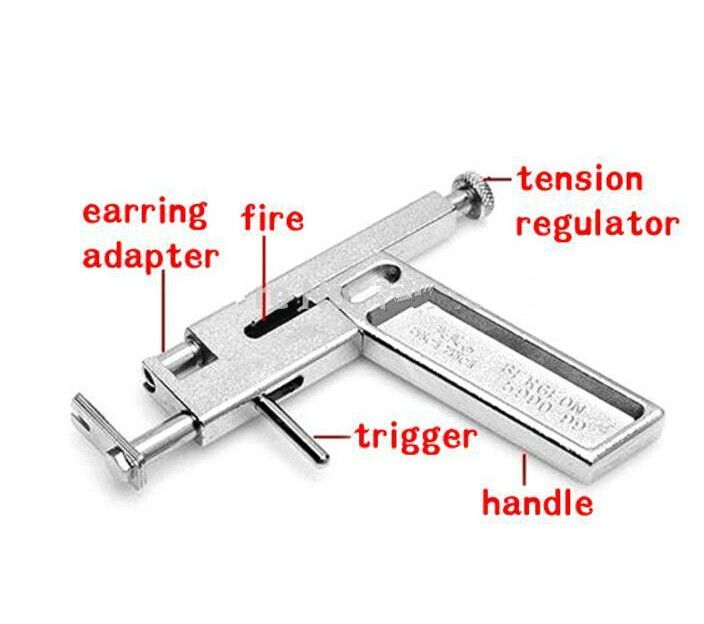 Professional Ear Body Nose Piercing Gun Machine Tool Kit Set + Steel ...