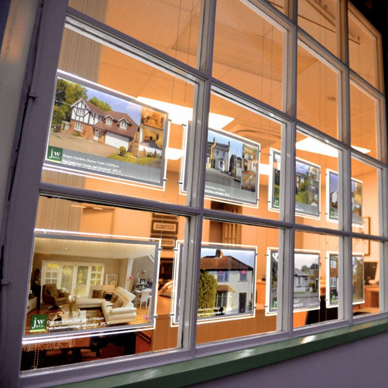 A2 Acrylic Frame Real Estate Agent Window Display Cable Wire Hanging A2 Acrylic Frame Real Estate Agent Window Display Cable Wire Hanging Double Sided Led Light Pockets Pocket Crystal Box Side