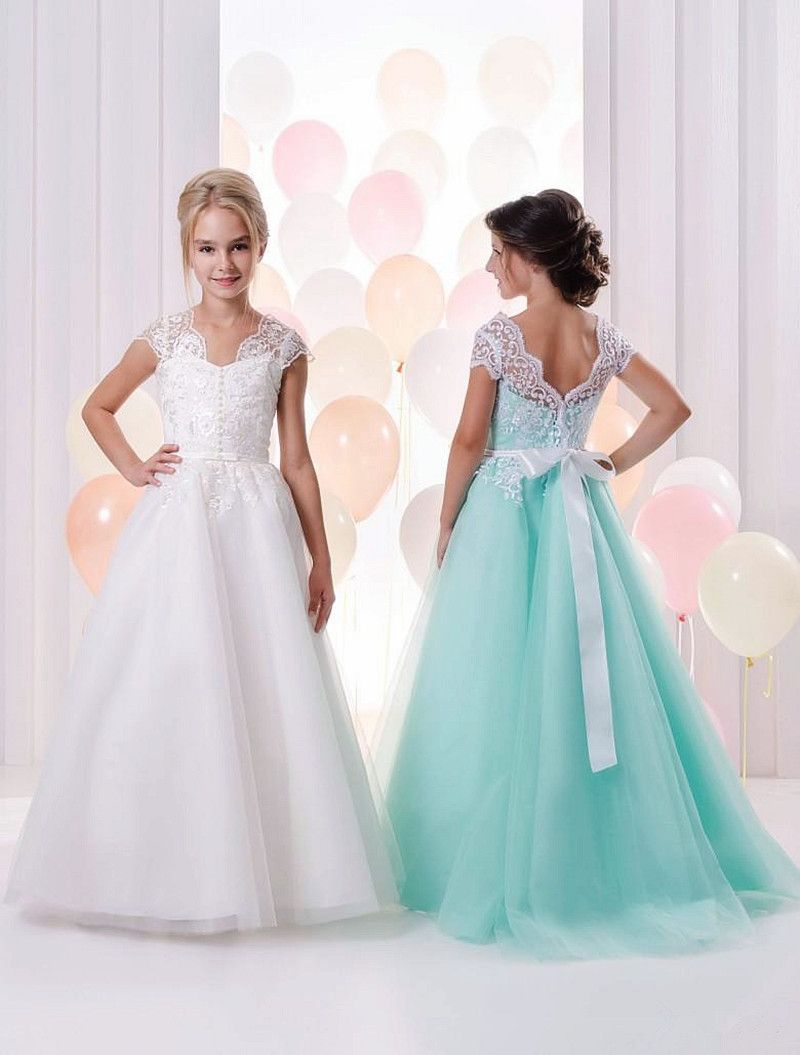 Lovely Mint Green Flower Girls Dresses Tutu Dress Spaghetti Straps