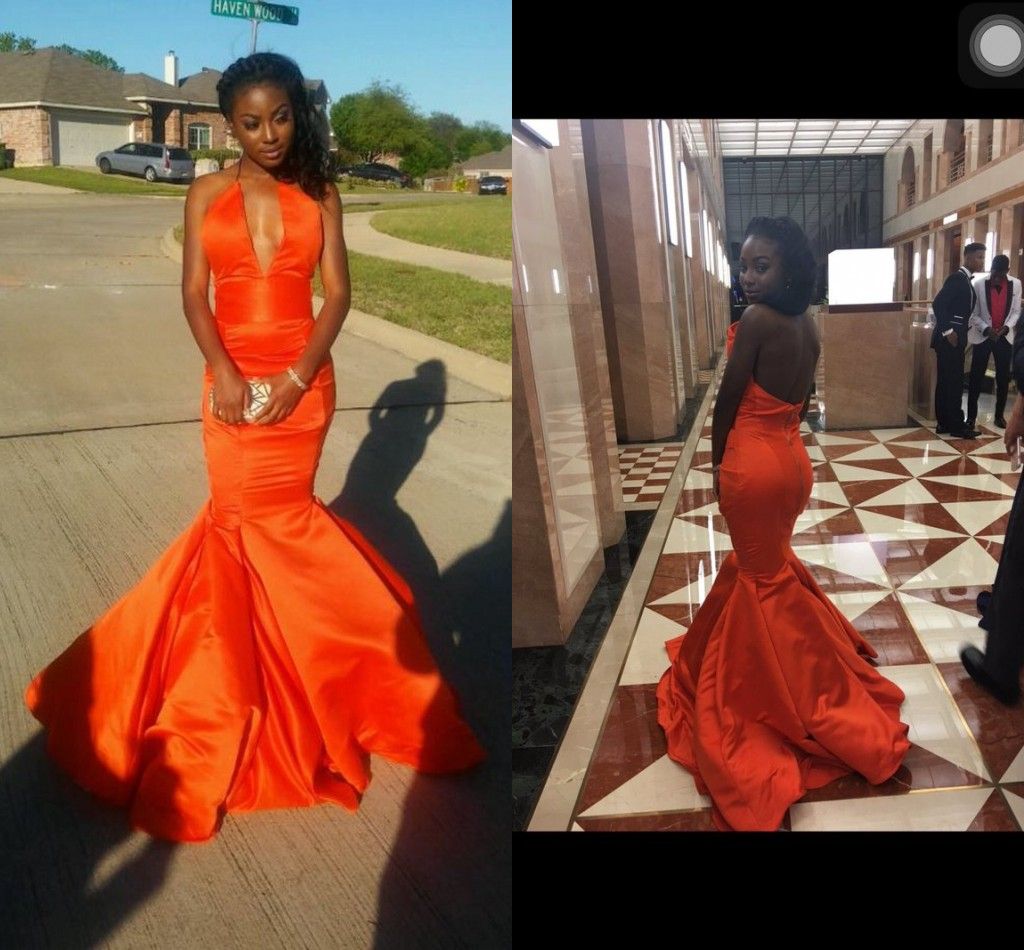dark orange satin dress