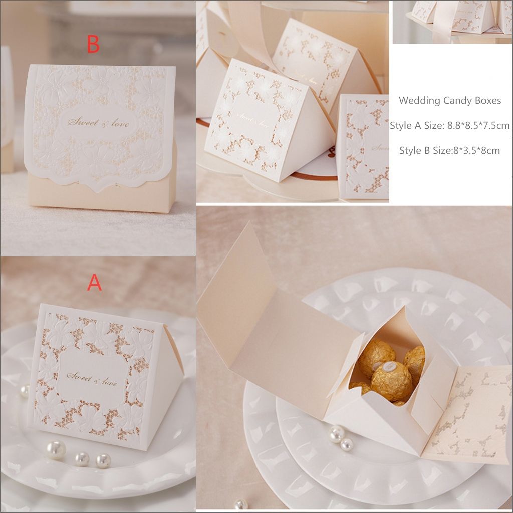 Laser Gold Luxury Wedding Favour Boxes Paper Gift Card Box Handmade