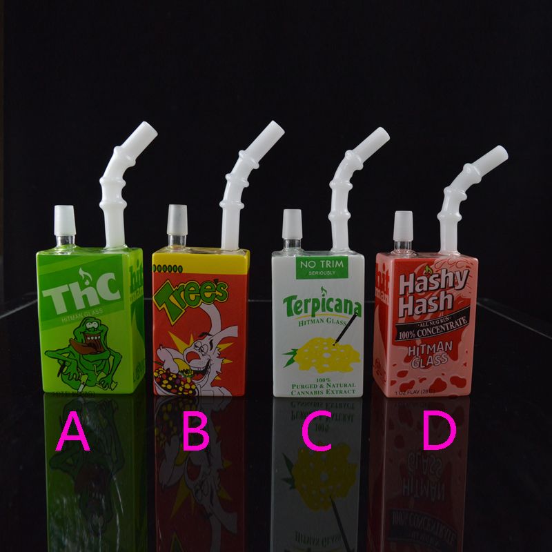 Bongs Hitman Glass Water Bong Cereal Box Oil Rigs Mini Bubbler 7.5