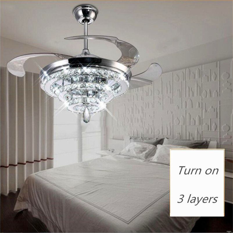 Best Led Crystal Chandelier Fan Lights Invisible Best Led Crystal Chandelier Fan Lights Invisible Living Room Bedroom Restaurant Modern Ceiling 42 Inch With Remote Control Under