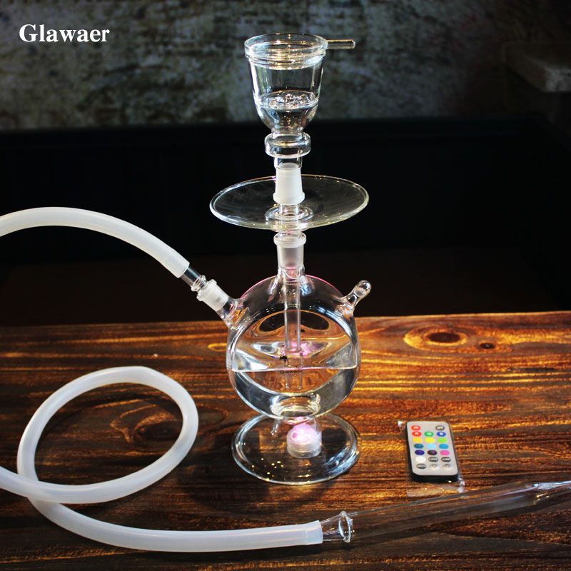 2019 2017 Glass Hookahs Small Glass Shisha Bongs With LED Light