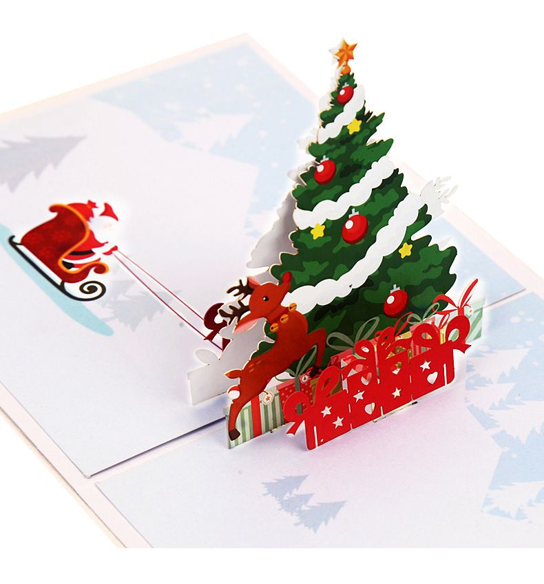creative 3d christmas greeting card diy christmas tree fawn deer greeting cards chrismas