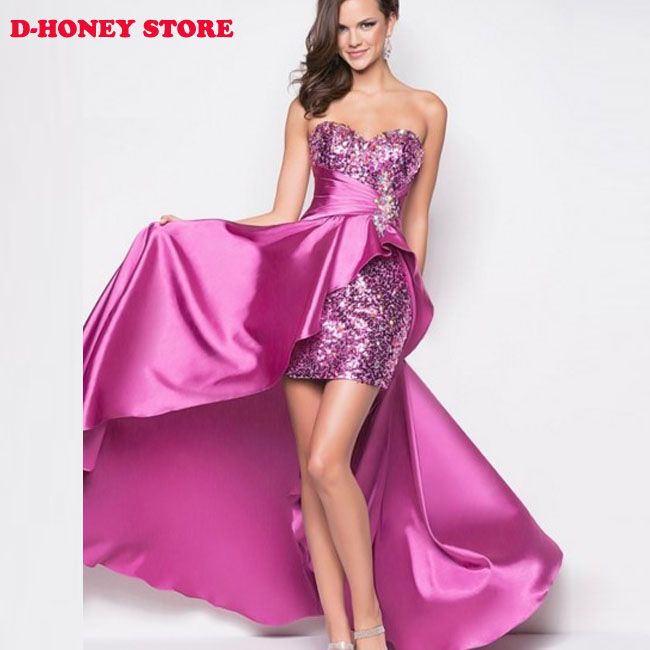 Acquista Abito Da Sera Rosso Argento 2016 Breve Davanti Lungo