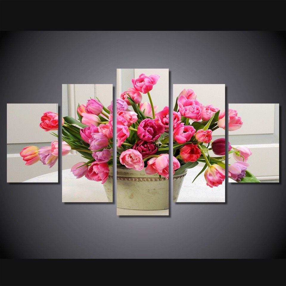Compre 5 Painel HD Impresso Tulipas Flor Pintura Impressão De Tela Decor  Sala De Impressão Pintura Poster Imagem Canvas The Wall Creation De  Weichenart, $113,16 | Pt.Dhgate.Com