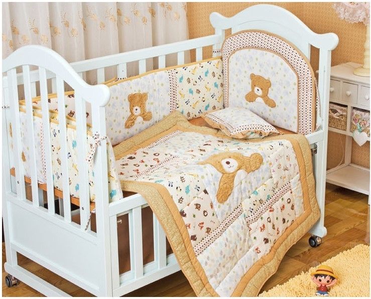 Promotion Baby Cot Crib Bedding Sets Embroidered 3d Sports Quilt Baby Cot Crib Bedding Sets Embroidered 3d Sports Quilt Bumpers Sheet Bed Linen Bumper Duvet Pillow Set
