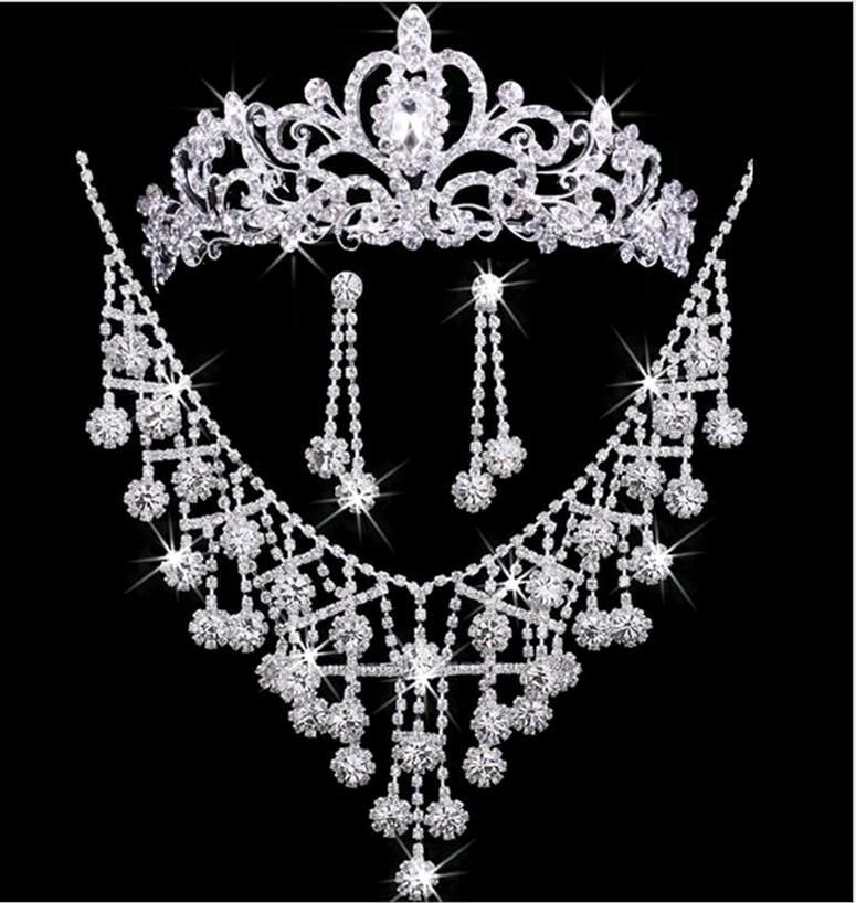 Bridal Wedding Jewelry Sets For Bride Rhinestones Crown Earrings Necklace Set Match Wedding Dresses From Jane012 9 06 Dhgate Com bridal wedding jewelry sets for bride