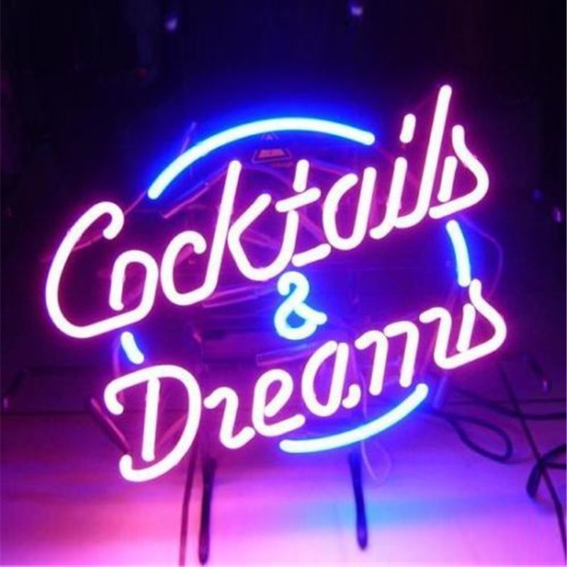 2018 Cocktails Diy Led Neon Sign Real Glass Flex Rope Light Indoor