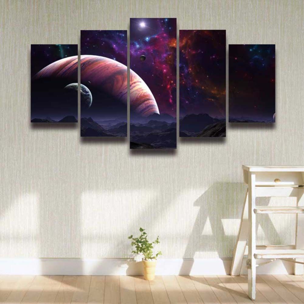 2018 Printed Canvas Art Planet Universe Galaxy Stars Landscape