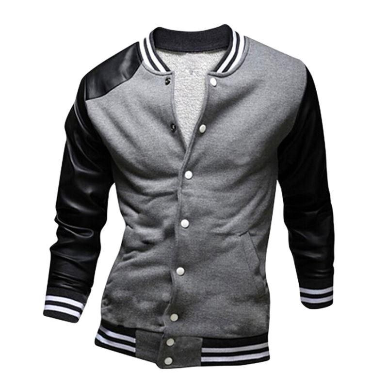 2018 New Design Pu Leather Cotton Patchwork Campus Baseball Jackets 2018 New Design Pu Leather Cotton Patchwork Campus Baseball Jackets Coat Men Slim Fit Long Sleeve Casual Er Mens Denim Parka Jacket