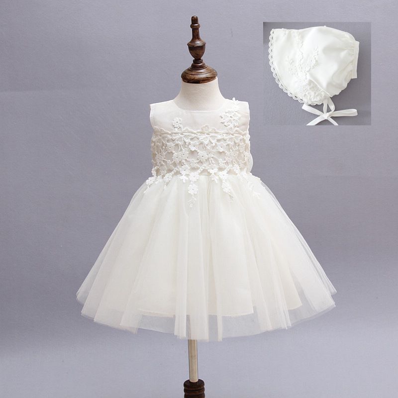 2019 Baby Girl Baptism Christening Gowns Dresses + Hat For 0 2T Toddler Flower Girl Dresses