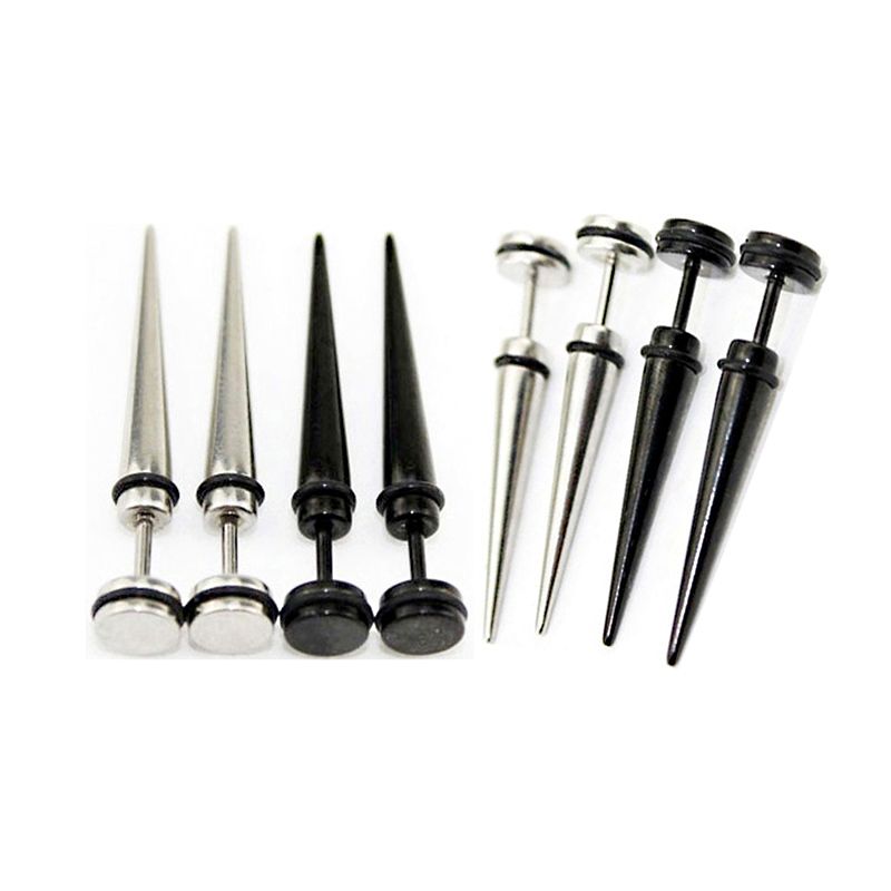 2020 Silver Black Long Spike Cone Stud Earring Stainless Steel Earrings