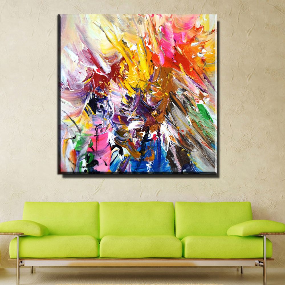 Three Abstract Paintings On Canvas