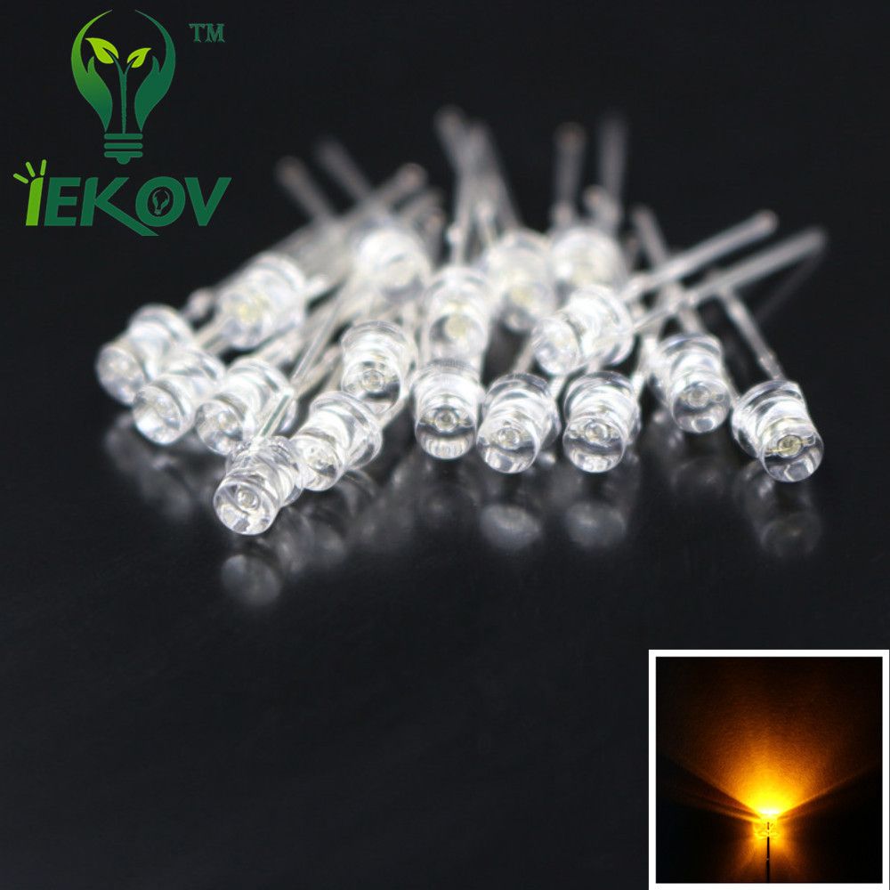 20 x LED 5mm Yellow Gold Diffused Ultra Bright Flat Top Wide Angle LEDs Light