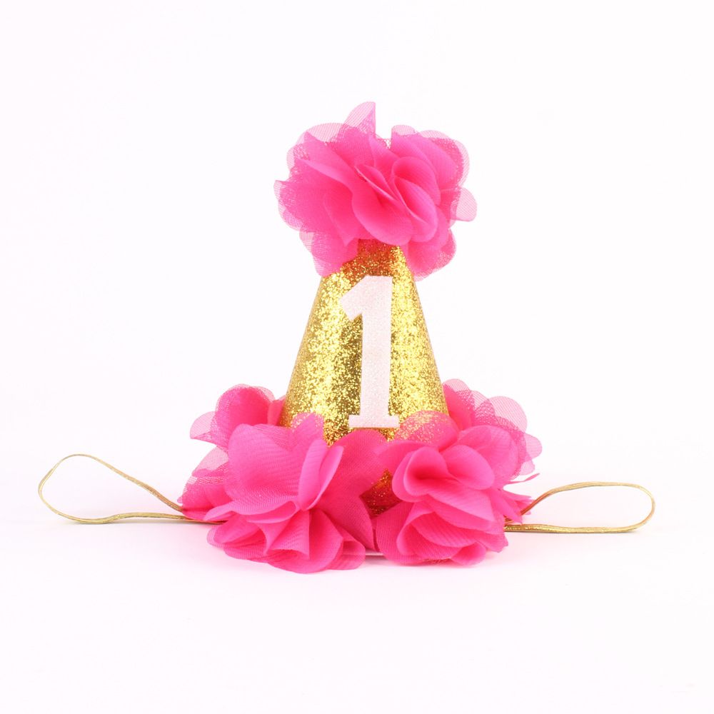 Baby Girls First 1st Birthday Party Hat Headband Cake Smash Prop Photo Outfit