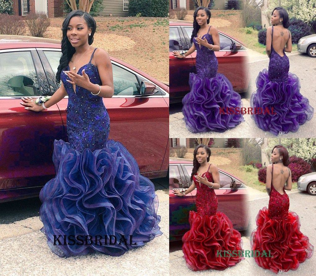 Purple and Royal Blue Prom Dresses