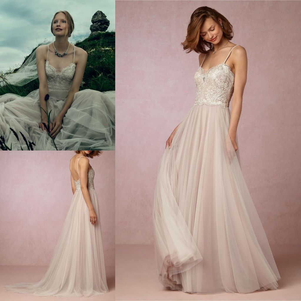  Discount  Bhldn  2019 Cheap  Beach Wedding  Dresses  Spaghetti 