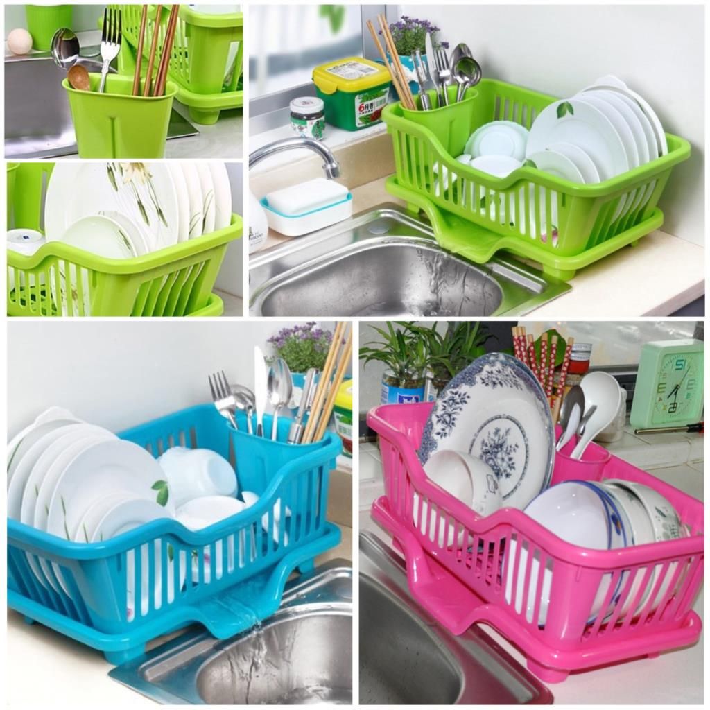 Kitchen Plastic Draining Tray Dish Drainer Drying Rack Sink Kitchen Plastic Draining Tray Dish Drainer Drying Rack Sink Holder Basket Knife Sponge Fork For With 27 85 Piece On