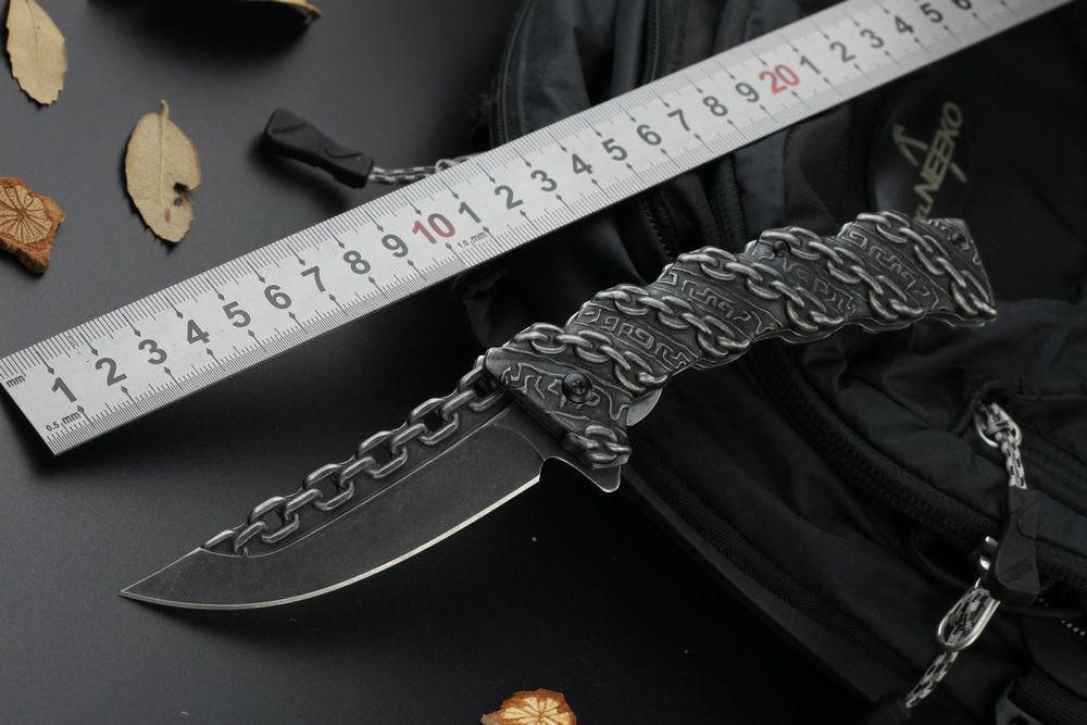 Mtech Ballistic EDC Chain Knife 440C Blade Black Stonewashed Stainess