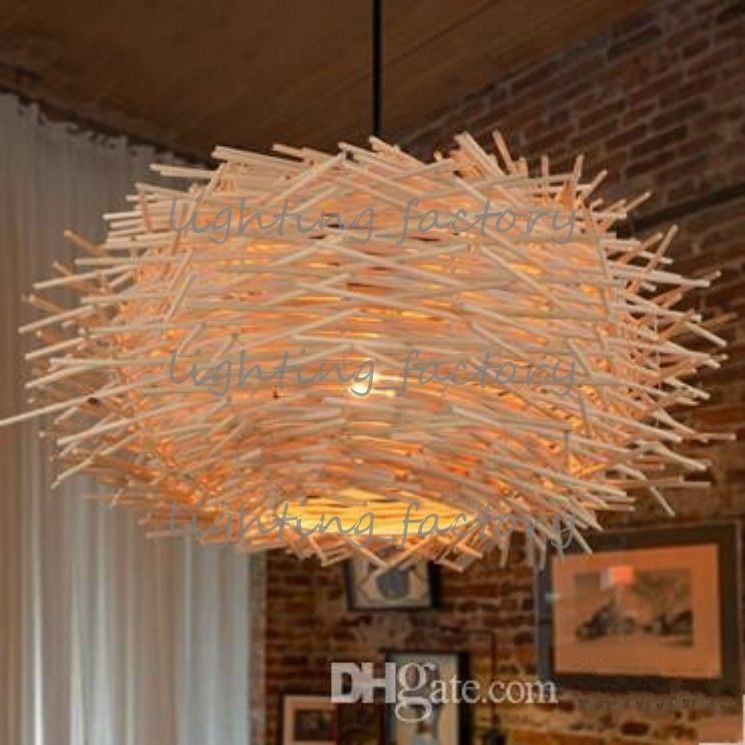 Creative Nest Light Rattan Woven Pendant Retro Lamp Creative Nest Light Rattan Woven Pendant Retro Lamp Living Room Bedroom Restaurant Country Original Brown Color Hanging Lights
