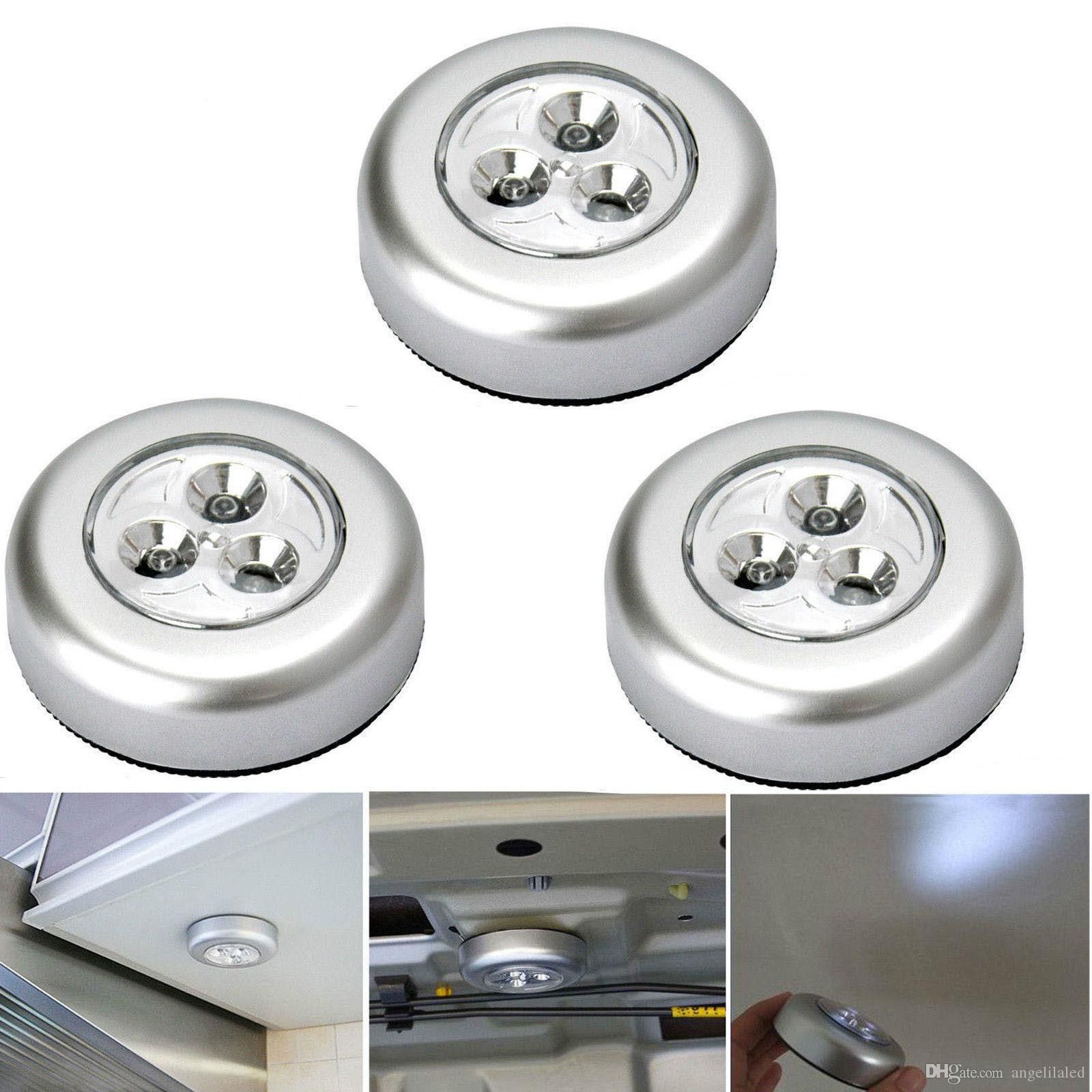 Großhandel Mini Runde 3 LED Innenbeleuchtung 3 AAA Batteriebetriebene Touch Lampe Schrank