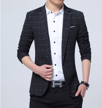 2018 men formal suits single breasted plaids blazers plus size plus size business clothes