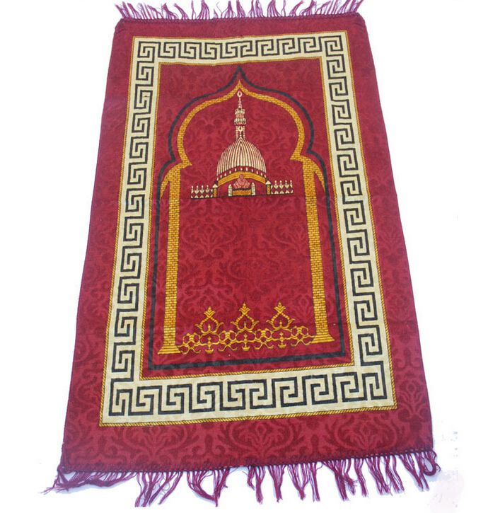 2017 Brand New 100x60cm Islamic Prayer Rug Musallah Muslim Pocket
