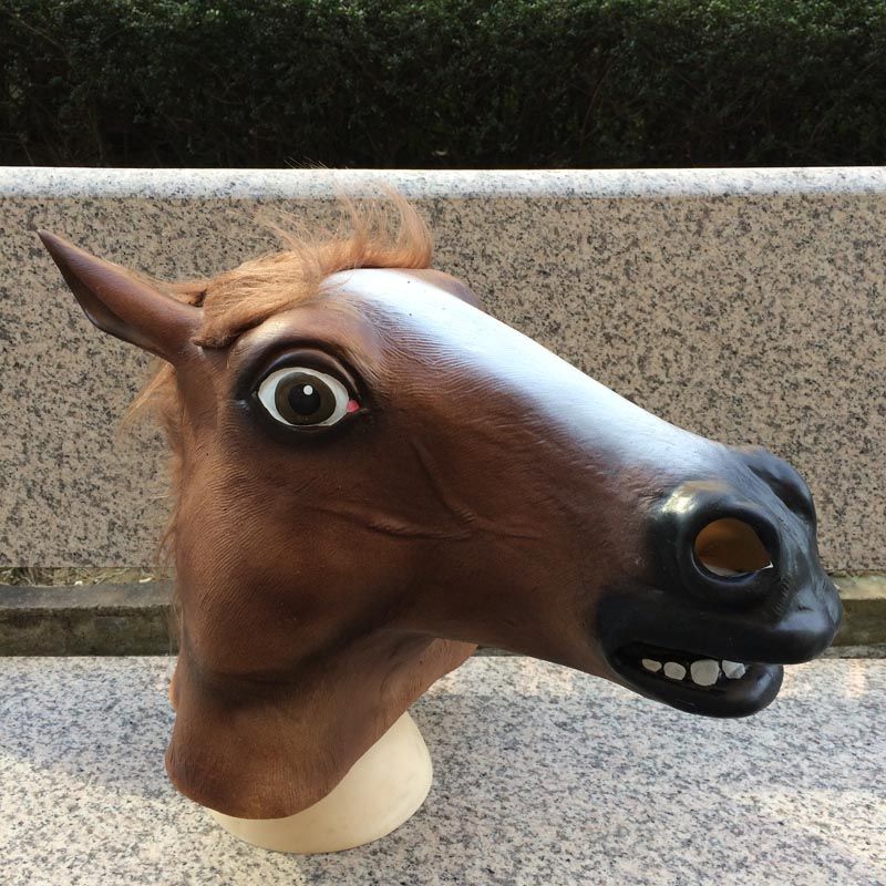 Cheap High Quality Halloween Party Mask Thick Latex Brown Horse Mask
