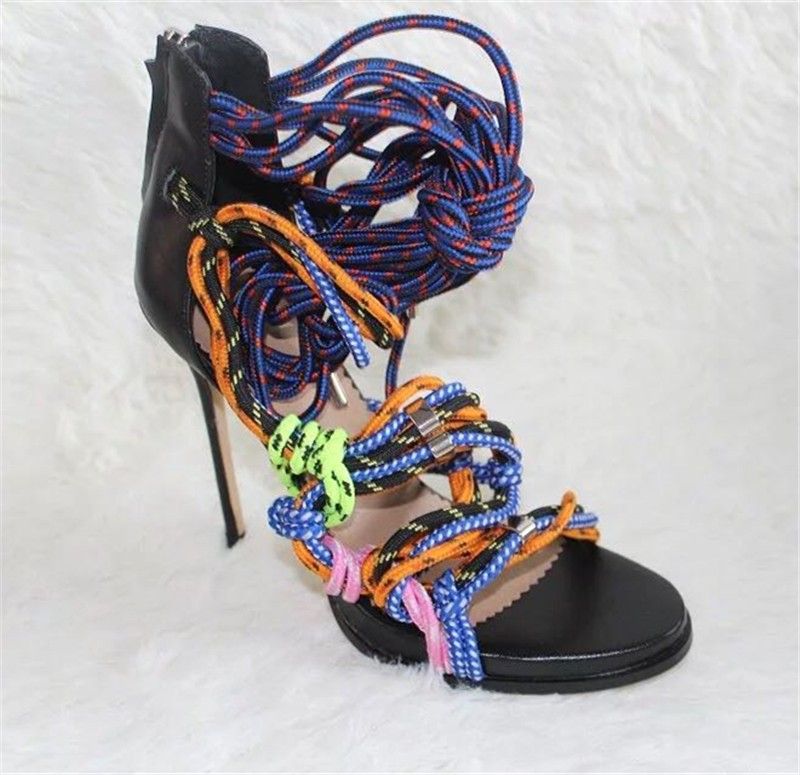 Sale Multi Ropes Gladiator Sandals Women 2017 New Shoes Woman Stiletto